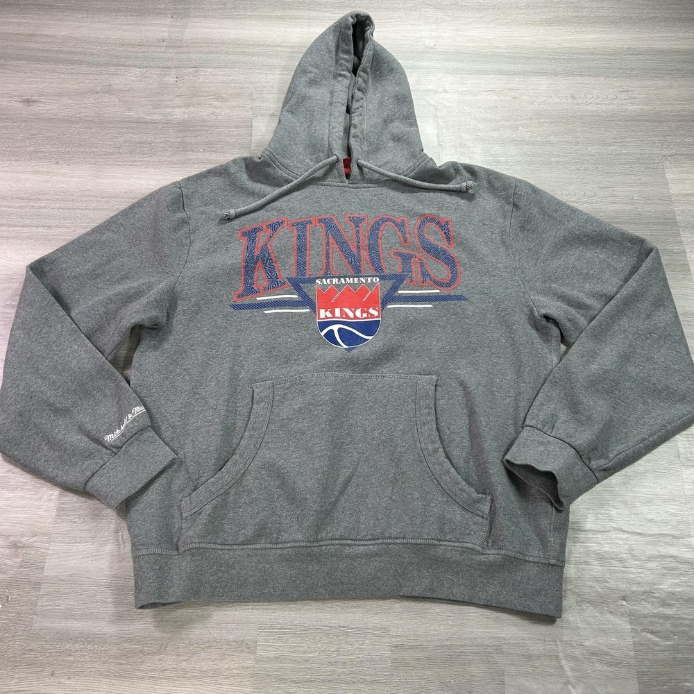 Sacramento Kings Hoodie Mens XL Gray NBA Basketball Mitchell & Ness Pullover